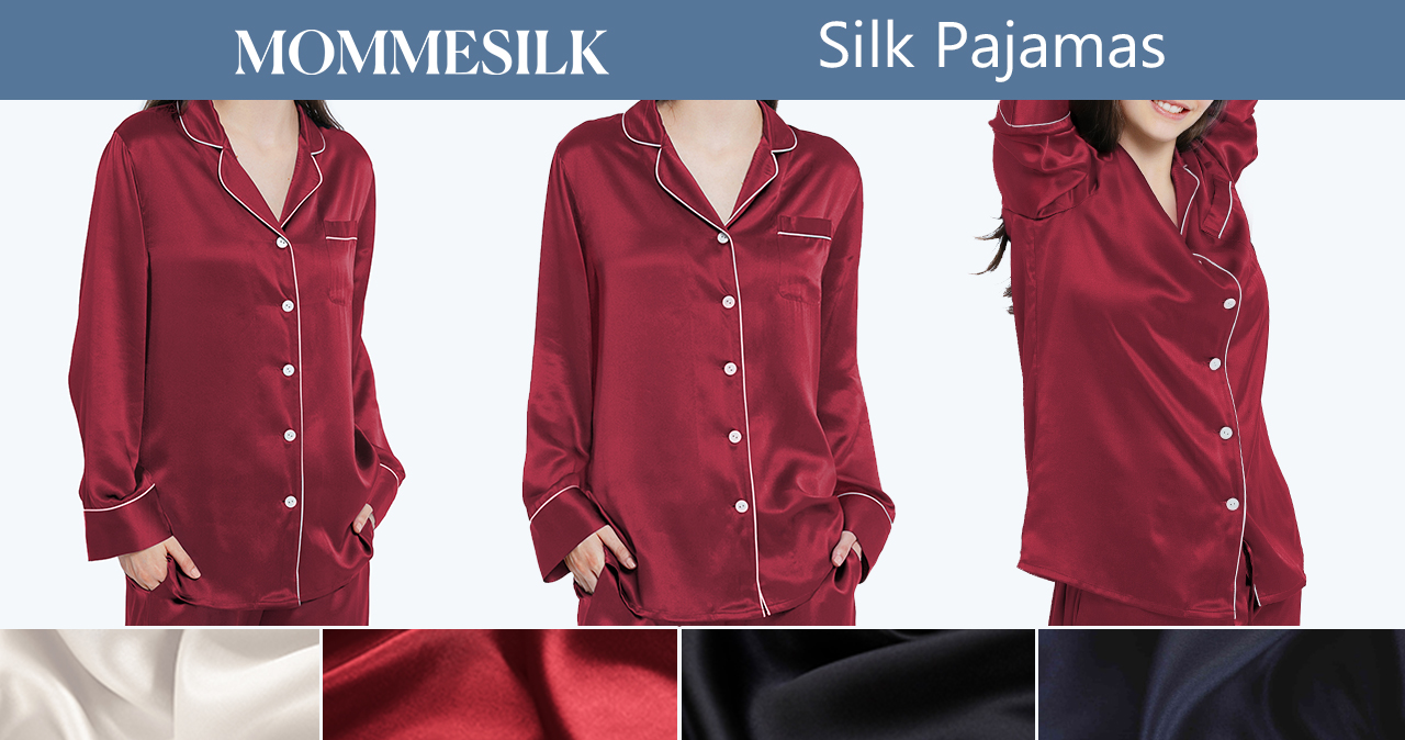 At Home - Piped Silk Pajamas Set for Women